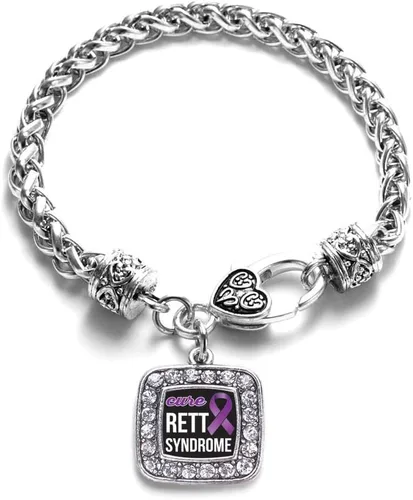Vista 36 de Pulsera de dijes cuadrados de plata con joyería de circonita cúbica