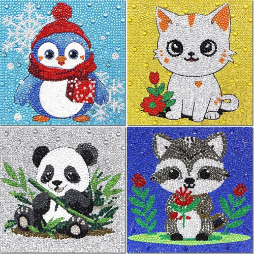 Vista 13 de Libfx Kits de arte de diamantes para niños, 4 piezas de arte de diamantes para niñas, niños, principiantes, artes y manualidades para niños de 8 a