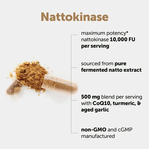 Vista 2 de Micro Ingredients Nattokinase 10,000 FU por porción (extracto natural de natto), 240 cápsulas vegetarianas con CoQ10, cúrcuma, ajo envejecido