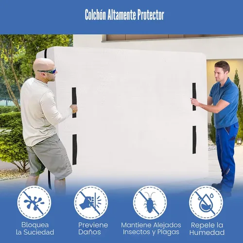 Vista 5 de HOMESURE Bolsas de colchón para mudanza y almacenamiento con 8 asas, funda de colchón para mudanza, resistente, cierre de cremallera fuerte