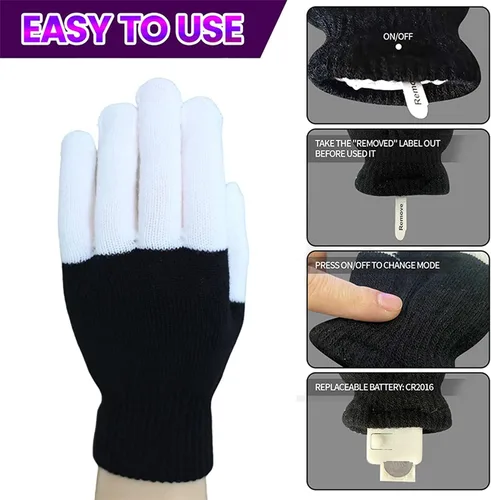 Vista 5 de 4 Pairs LED Gloves Light up Gloves for Kids Girls Boys Toys Age 3-12 Years Old Cool Fun Toys Gifts for Easter Birthday Carnival Party Christmas