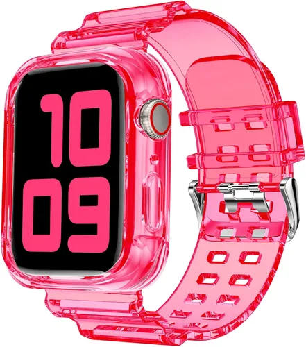 Vista 20 de DABAOZA - Correa transparente compatible con Apple Watch de 1.772 in y 1.732 in, con purpurina transparente Women Men,Glitter Bling TPU