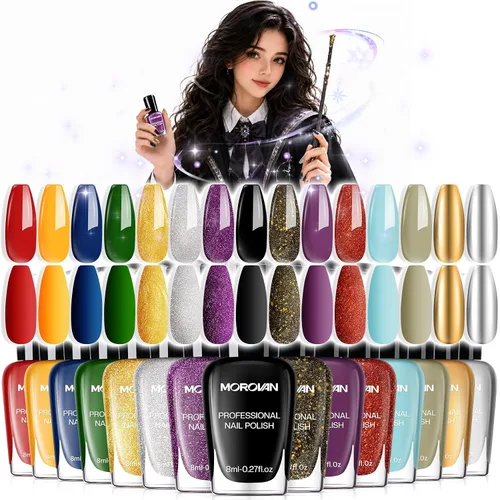 Vista 19 de Morovan - Juego de esmaltes de uñas brillantes: juego de regalo de 15 colores de secado rápido de larga duración Paquete de esmalte de uñas