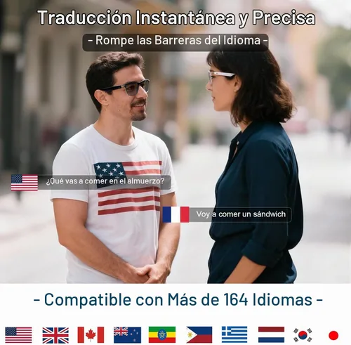 Vista 4 de Gafas inteligentes Bluetooth, traducción en tiempo real - Travel Gris