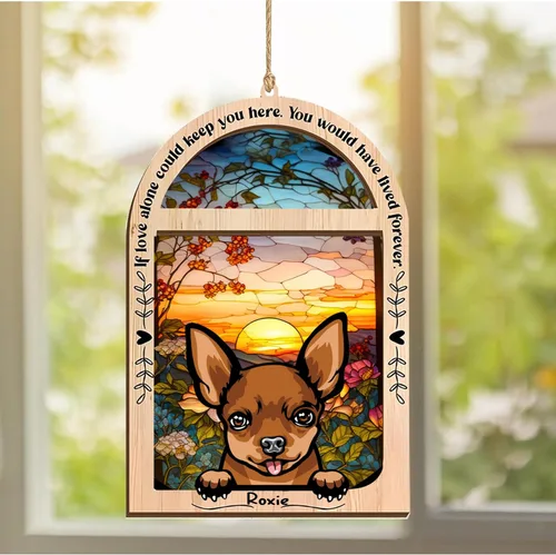 Vista 228 de LOVELYPOD Adorno de Navidad personalizado de sabueso afgano, atrapasoles con nombre, regalos de pérdida de mascotas, regalos para amantes