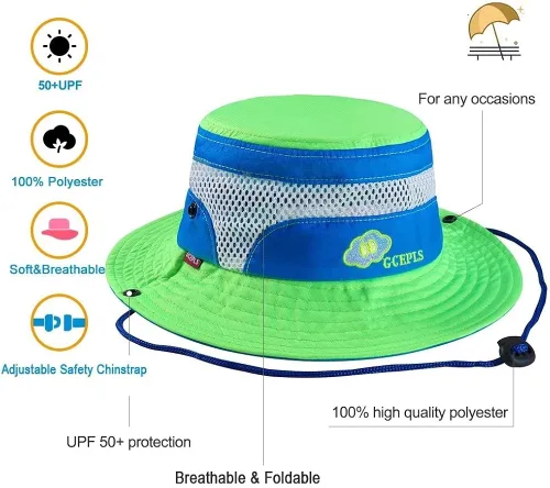 Vista 7 de Gcepls Sombrero plegable transpirable con protección solar para niños y niñas gorra de verano para la playa al aire libre