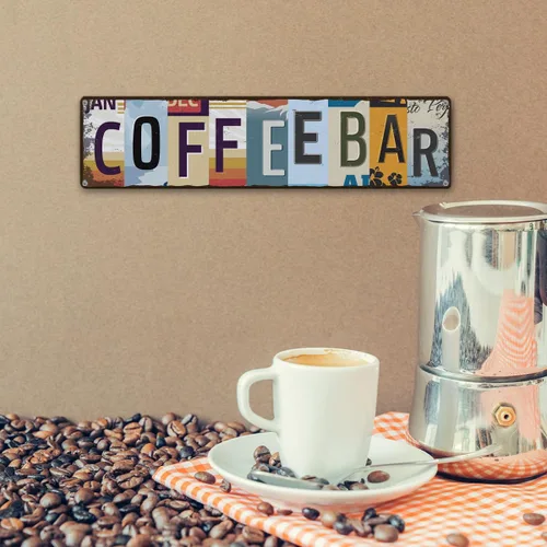 Vista 6 de Letrero de barra de café para decoración de cafetería, letrero de metal retro, decoración rústica de pared de granja, decoración de pared