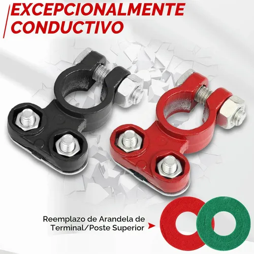 Vista 3 de Terminal de cable de la batería del coche, abrazaderas de conectores de poste superior con arandelas de fibra de fieltro anticorrosión, resistencia