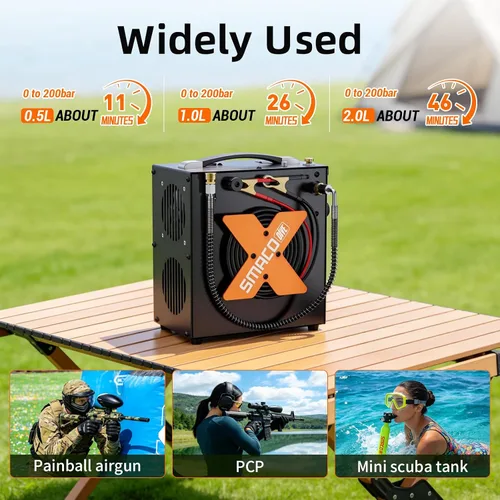 Vista 2 de SMACO Compresor de Aire PCP 4500Psi/30Mpa Compresor de Aire de Alta Presión Compresor de Tanque para Paintball y Buceo Estación de Llenado de Bomba