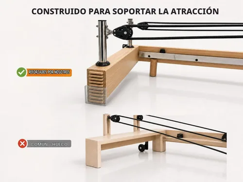 Vista 6 de Pilates Reformer Machine, Wood Foldable Pilates Machine Equipment for Home Workout
