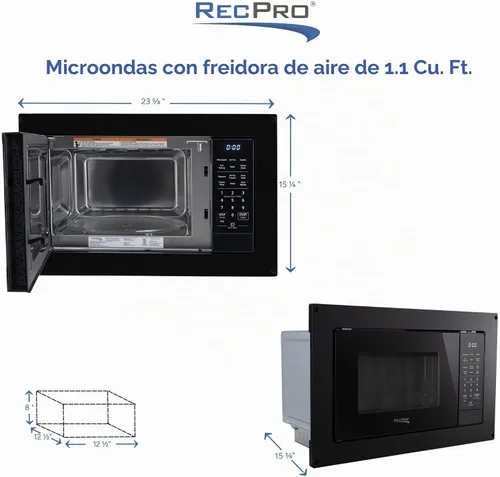 Vista 3 de RecPro RV Air Fry - Microondas de 1.0 pies cúbicos, 900 W, color negro