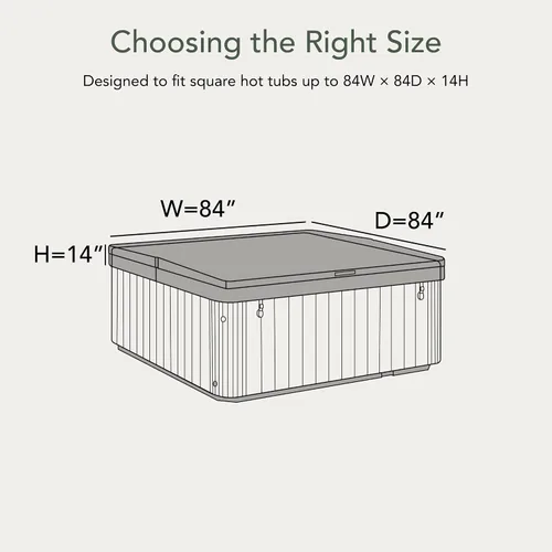 Vista 2 de Covermates Funda cuadrada clásica para bañera de hidromasaje, protector de spa resistente al agua para todo tipo de clima, protector de vinilo