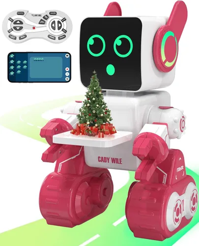 Vista 9 de okk Juguetes Robot para Niños, Robot de Control Remoto Programable, Juguetes Interactivos con Alcancía, LED y Bandeja, Camina Habla Canta Baila