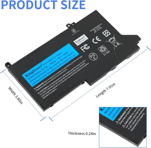 Vista 7 de DJ1J0 - Batería de repuesto para Dell Latitude 7280 7290 E7280 E7290 13 7380 7390 E7380 E7390 14 7480 7490 E7480 E7490 Series DJ1JO P28S P28S P28S