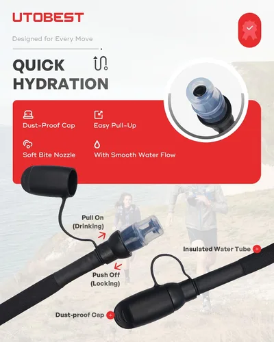 Vista 4 de UTOBEST Vejiga de hidratación, vejiga de agua de TPU, bolsa de agua para mochila de senderismo, sin BPA, apertura amplia, a prueba de fugas