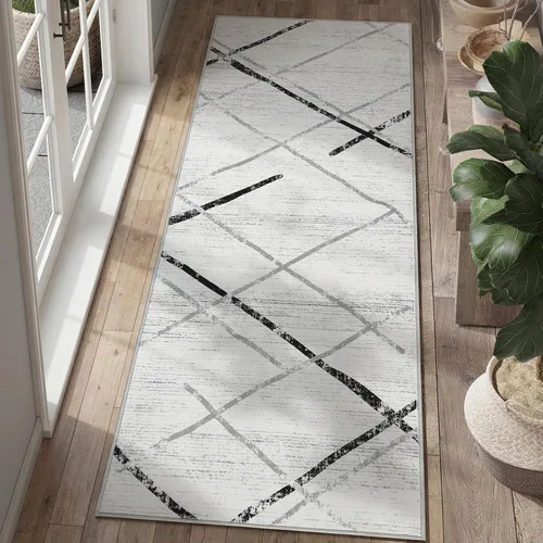 Vista 202 de jinchan Alfombra marroquí de pasillo 2x6 - Alfombra de pasillo lavable a máquina para cocina, alfombra moderna geométrica suave de pelo bajo