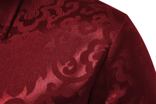 Vista 4 de Camisa de seda satinada para hombre, camisa de vestir de cachemira, ajustada, camisa de jacquard floral para fiesta, graduación, boda, camisas
