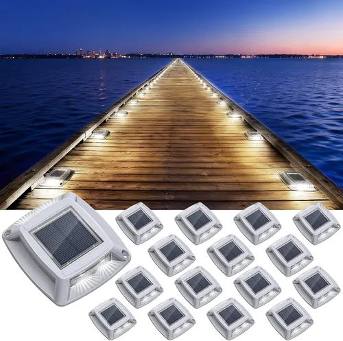 Vista 11 de Luces solares para muelle para exteriores, paquete de 12 unidades, luces Azul