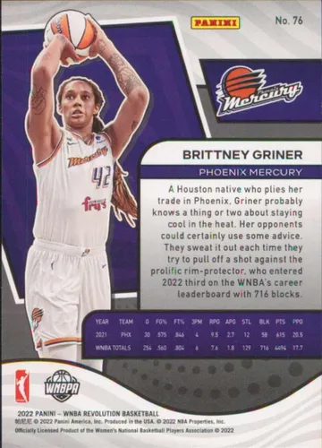 Vista 2 de Panini WNBA Revolution #76 Brittney Griner Phoenix Mercury - Tarjeta de intercambio de baloncesto 2022