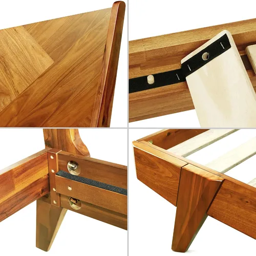 Vista 7 de Gazelle Signature - Marco de cama con cabecera alta de plataforma de madera maciza, marco de cama Queen, cama de madera natural Art Deco compatible