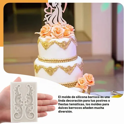 Vista 4 de Sijiangmold Juego de 7 moldes de silicona para fondant de encaje de volutas Estilo a