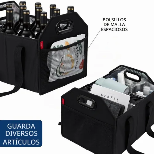 Vista 5 de Portabotellas plegable para 12 botellas, caja de almacenamiento reutilizable portátil para mudanza, carrito de vacaciones, compras, acceso a cata