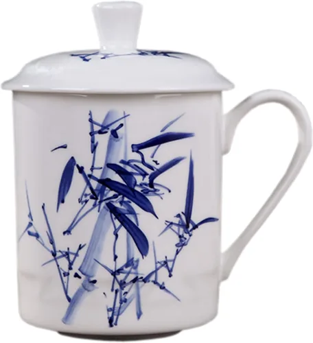 Vista 8 de Práctico sistema de elaboración de té chino gongfu en hebras y de café, para uso doméstico, en viajes y en la oficina, de porcelana de hueso, taza