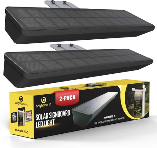 Vista 10 de Brighticonics - Señal de dirección solar con luz – Luz LED iluminada impermeable IP65 – Números de casa fáciles de instalar, encendido automático al