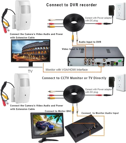 Vista 7 de 1/3 CCD 1000TV HD mini cámara de seguridad CCTV 0.142 in 90Degree PIR vivienda oculta cámara de vigilancia lente estenopeica para seguridad