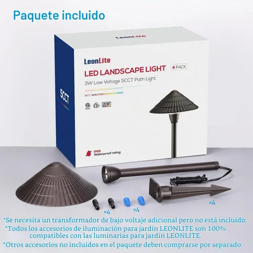 Vista 9 de LEONLITE Paquete de 4 luces LED 5CCT de bajo voltaje para trayectoria, 12