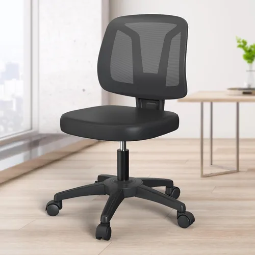 Vista 7 de Silla giratoria ecgonómica flexible para escritorio en casa, sin brazos con altura ajustable y soporte lumbar para adultos y niños