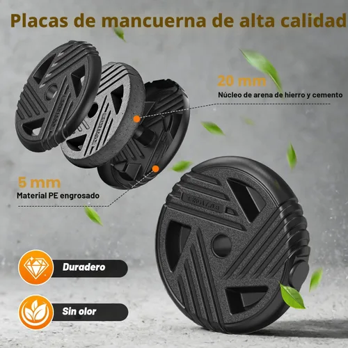 Vista 7 de Juego de mancuernas ajustables, 33/44/66/88 libras, juego de pesas libres con conector, juego de mancuernas 5 en 1 utilizado como barra, pesas