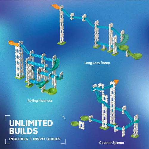 Vista 5 de Discovery Marble Run Race Track - Juego de construcción de laberinto de mármol de 58 piezas, 6 canicas, actividad de aprendizaje STEM, kit