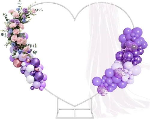 Vista 9 de Kit de arco de globos de metal, marco de arco de columna de globo de amor, soporte de arco de corazón de boda, suministros para bodas, novias, día