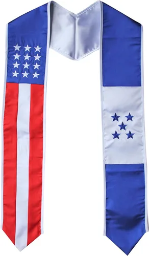 Vista 7 de Del Mex - Bandera del país y Estados Unidos, estola de graduación internacional Brasil / Estados Unidos