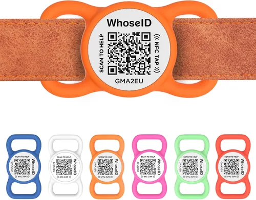 Vista 9 de Etiqueta para perro con código QR con NFC, etiqueta de identificación personalizada de mascota, etiqueta de identificación de perro de silicona