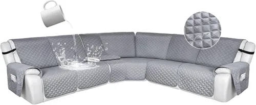 Vista 51 de HDCAXKJ Fundas de sofá seccional reclinable 100% impermeable, forma de L, funda de sofá reclinable lavable acolchada suave para mascotas, perro