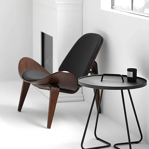 Vista 5 de OAKHAM Comfy Shell - Silla decorativa moderna de mediados de siglo para sala de estar y dormitorio, con almohadillas protectoras para los pies