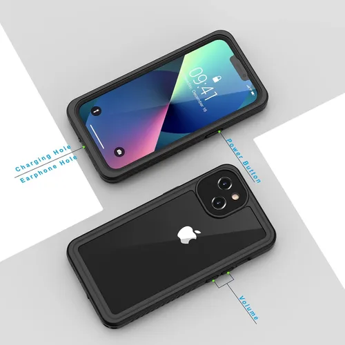 Vista 6 de Lanhiem Funda para iPhone 13, impermeable IP68, a prueba de polvo, a prueba de golpes, con protector de pantalla integrado, carcasa sellada completa