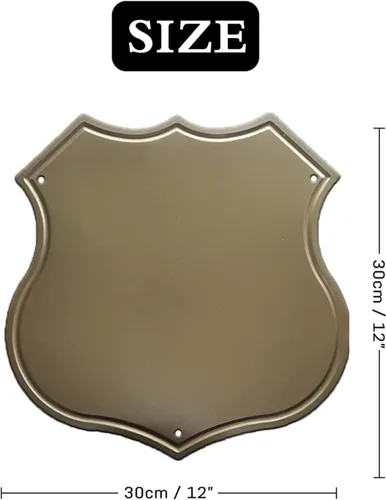 Vista 2 de Letreros de metal personalizados con escudo retro personalizado, decoración de pared, diseño de texto para garaje, regalo creativo, plato de 12 x 12