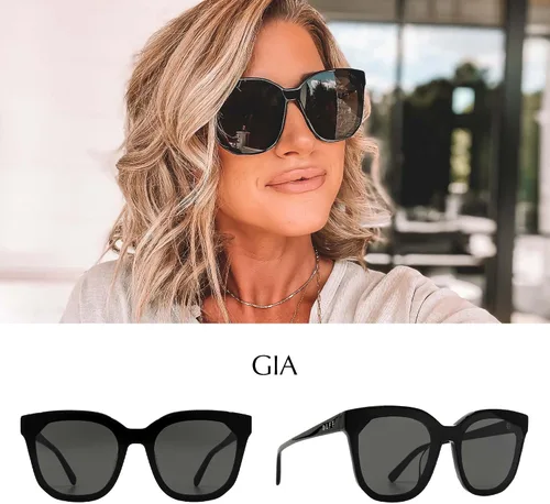 Vista 7 de DIFF Gafas de sol Gia de diseñador de gran tamaño para mujer, 100% UVAUVB, marcos de tortuga