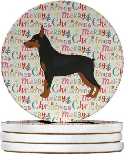 Vista 122 de Abyssinian Sand Terrier Merry Christmas - Posavasos grandes de piedra arenisca (4 unidades)
