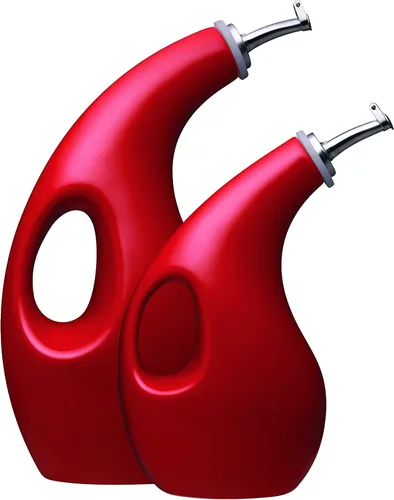 Vista 11 de Rachael Ray Serveware Botella dispensadora de aceite y vinagre de cerámica EVOO, juego de 2 piezas, color gris