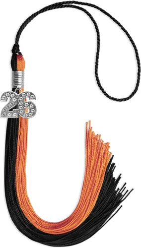 Vista 69 de Endea Graduation Borla de doble color con dije de plata brillante (negro/oro antiguo, 2025)
