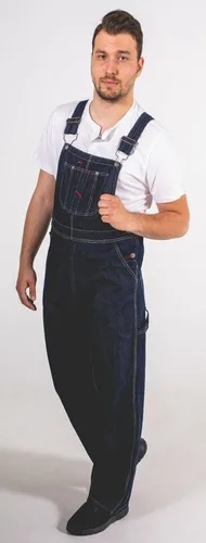 Vista 3 de Hombres Dungaree Pro Work Denim Overalls Bib and Brace Decorators Workwears Pantalones Azul Oscuro