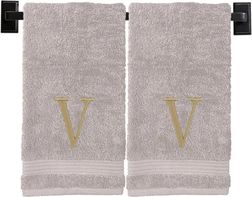 Vista 52 de Toallas de mano con monograma para baño, algodón turco de lujo, bordadas en Estados Unidos, juego de 2, elige el color del juego