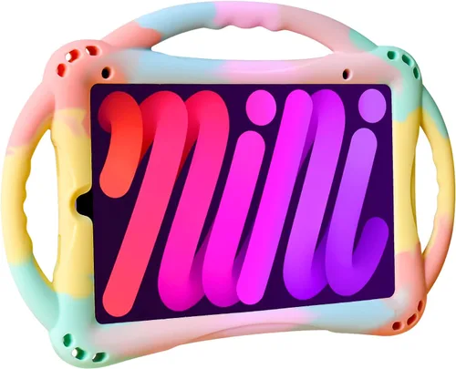 Vista 8 de TopEsct Funda infantil para iPad mini 7 (A17 Pro) 2024/iPad Mini6 2021, funda de silicona a prueba de golpes con soporte de asa para iPad mini