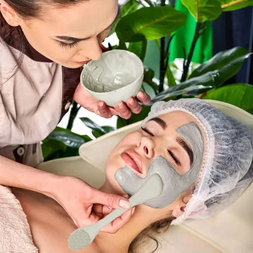 Vista 5 de Aplicador de cepillo de máscara facial, cepillos de máscara para limpieza facial y exfoliación, herramienta aplicadora de máscara de arcilla facial