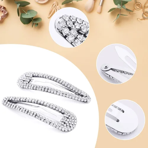 Vista 5 de KANPRINCESS Pinza para el pelo, 2 piezas de diamantes de imitación de 2.4 pulgadas, color plateado, pasadores de pelo para mujeres y niñas, novia
