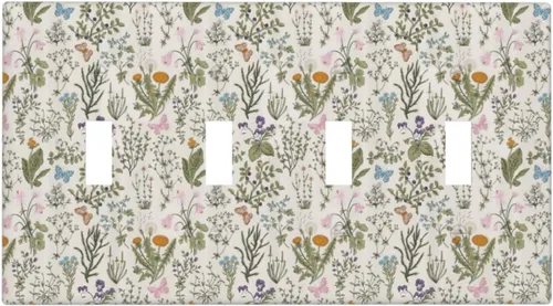 Vista 74 de William Morris Floral Boho Azul Medianoche Azul Bohemio Flor 1 Banda Dúplex Cubierta de Salida Decorativa Receptáculo Único Interruptor Eléctrico